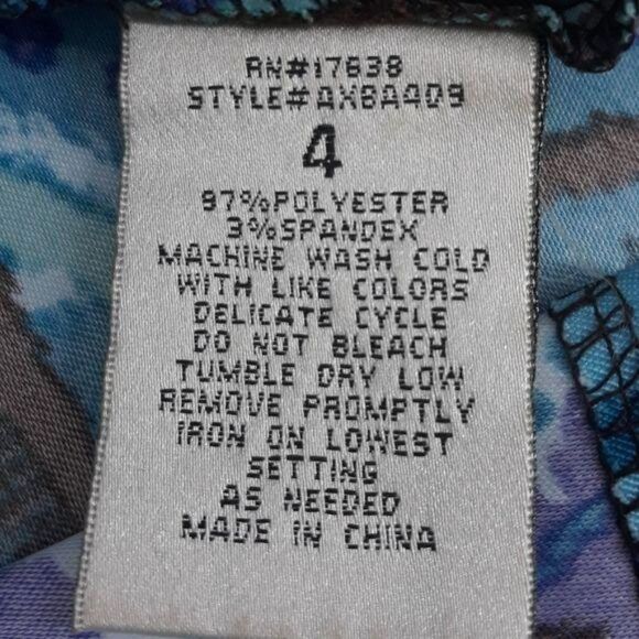 Mod Apron Watercolor Abstract Polka Dot Sleeveless Midi Dress Blue Green Sz 4 - Picture 9 of 11